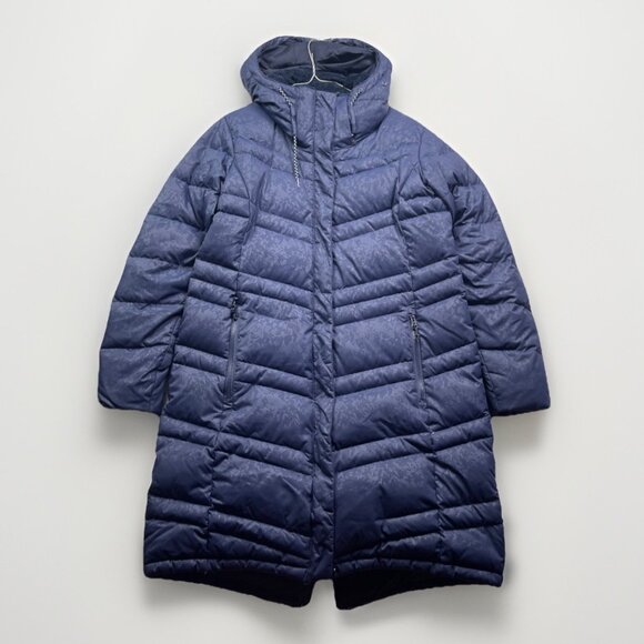 Columbia Catherine Creek Duck Down Feather Parka Jacket Wom Sz L Blue Floral AOP - Picture 1 of 14